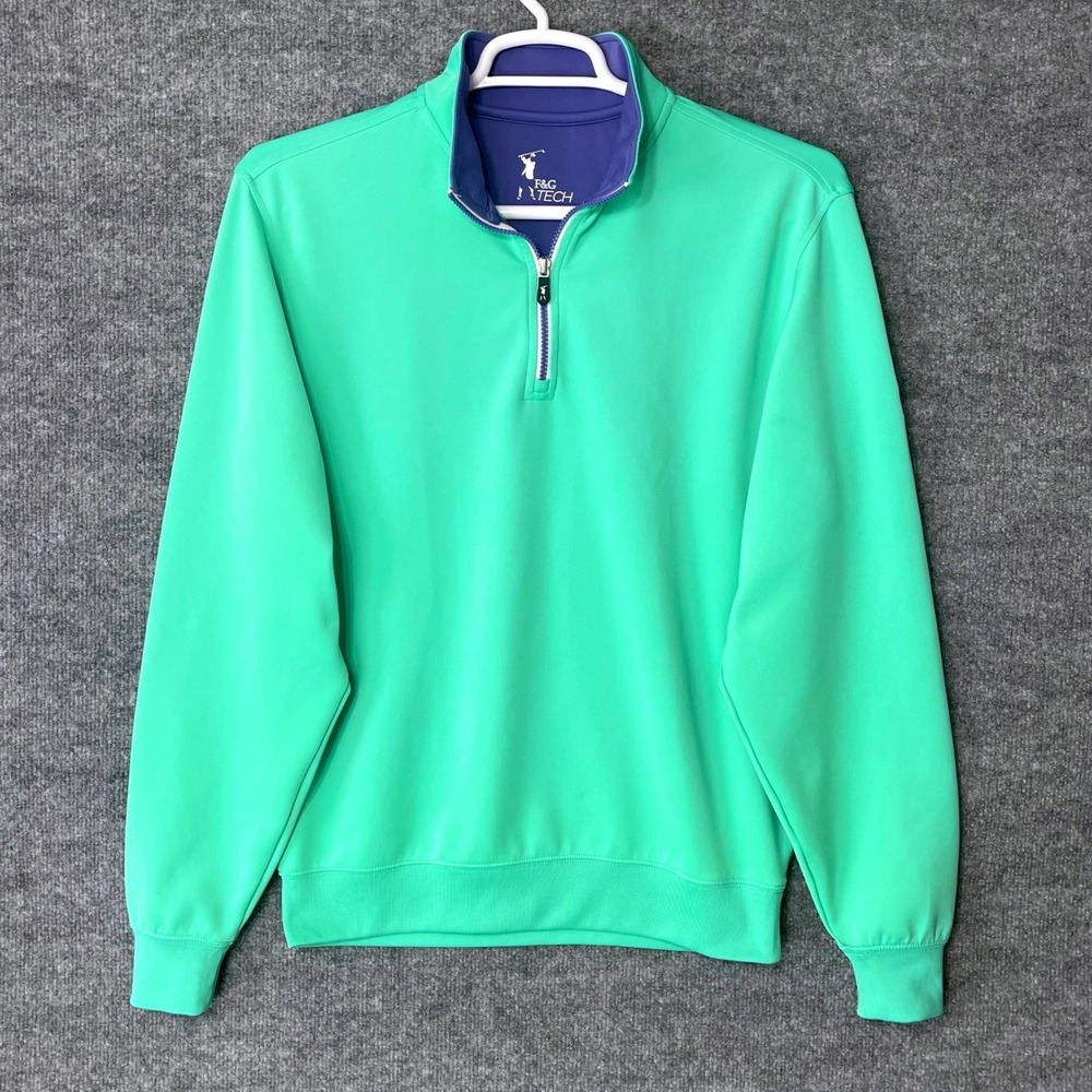 F&G Tech Golf 1/4 Zip‎ Mens Green Pullover Sweatshirt Medium Performance TFC